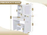 Vanity Table with Mirror & Adjustable LED Lights, Power Outlet, Hairdryer Holder & Stool Compact 21161864