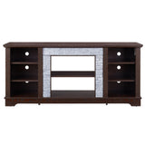 TV Media Stand with with Faux Stacked Stone Surround, Modern Entertainment Console with Open Storage W1758P187684