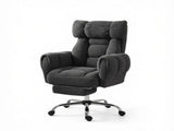 Reclining Cross Back Office Chair, Wide Seat Desk Chair with Flip-Up Armrests & Footrest, Dark Gray 26387151