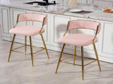 (SET of 2) 26'' Counter height bar stools Corduroy kitchen island counter bar stool with back,golden 80301626
