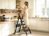 5 Step Folding Step Ladder, 330 lbs Heavy-Duty Metal Step Stool with Reinforced X-Structure, 01485233