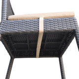 Tropez Outdoor Patio Wicker Barstool with Water Resistant Beige Fabric Cushions B2736P268523