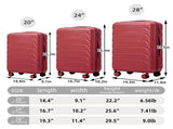 3 in 1 ABS&PC Trolley Box 20in 24in 28in Trolley Box Iron Tie Rod ABSPC Alloy Wine Red 11363546