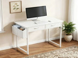 32 Inch Small Desk Computer Desk with 2 Fabric Drawer Storage Bag Iron Hook Gaming Writing Table, 85063693