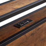 Twin Size Metal Platform Bed Frame with Wooden Headboard and Footboard with USB LINER, LED Lights W311134485