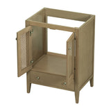 24" Bathroom Vanity without Sink, Base Only, Rattan Cabinet with Doors and Drawer, Solid Frame and WF297609AAD