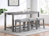 Bar Table Set with Power Outlet, Bar Table and Chairs Set, 4 Piece Dining Table Set, Industrial W487P339352
