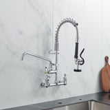 Commercial Kitchen Faucet Deck Mount with Pre-Rinse Sprayer 21" Height Kitchen Sink Faucet 8 Inch W1932P171734