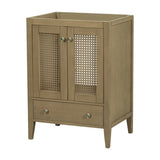 24" Bathroom Vanity without Sink, Base Only, Rattan Cabinet with Doors and Drawer, Solid Frame and WF297609AAD