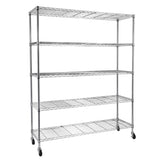 ZNTS 5-Tier NSF Heavy Duty Adjustable Storage Metal Rack with Wheels & Shelf Liners Ideal for Garage, 49670774