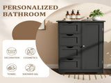 Black MDF with melamine veneer, 56*30*80cm, 4 drawers, 1 door, bathroom vanity 56634928