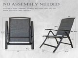 Folding Patio Chairs Set of 2, Aluminium Frame Reclining Sling Lawn Chairs with Adjustable High W1859109925