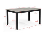 6pc Dining Set Rectangular Table Features Weathered Gray Finish Wood Grain Wide Slat Backs Padded B2741P411550