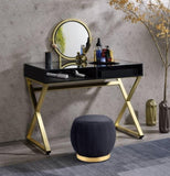 Coleen Black & Gold Finish Vanity Desk W/Mirror & Jewelry Tray B2726P315736