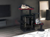 Black Gothic Cat Tree, Multi-Level Spooky Cat Tree with Scratching Posts, Perches, Hammock, and Cat 47364737