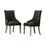 Charcoal Button Tufted Solid Wood Wingback Hostess Chairs with Nail Heads Set of 2 T2574P164606
