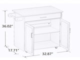 Kitchen island rolling trolley cart with Adjustable Shelves and towel rack rubber wood table top W28235386