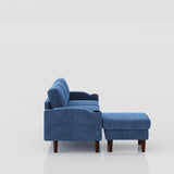 Convertible Combination Sofa Sofa L-Shaped Sofa with Storage Cabinet Footstool, Living Room Navy W2012126503