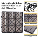 20 PCS Interlocking Deck Tiles Striped Pattern, 12" x 12" Square Light Gray Acacia Hardwood Outdoor W2391P276694