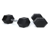 30LB HDRS Rubber Coated Solid Cast Iron Dumbbell with Contoured Chrome Handle, Hexagon 71566476