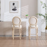 French Country 26'' Height Bar Chairs Set of 2, Upholstered Chairs with Round Back, Wire drawing and W3426P324574
