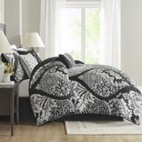 7 Piece Cotton Printed Comforter Set Black King B03597262