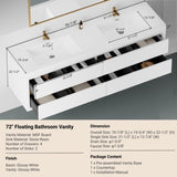 72" Wall-Mounted Bathroom Vanity with Double Sinks, Floating Bathroom Storage Cabinet with Stone W1573P211181