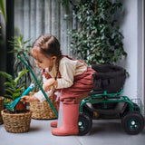 Rolling Garden Cart with Cushioned Backrest & Seat, Outdoor Gardening Stool for Planting, Garden 41309399