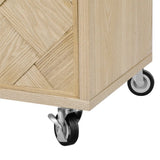 K&K 51.2"W Ash Veneer Solid Wood Handwoven Island with Drop Leaf, Coastal N707P207916Y