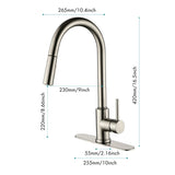 ZNTS Single Handle High Arc Pull Out Kitchen Faucet,Single Level Stainless Steel Kitchen Sink Faucets 15374222