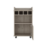 DEPOT E-SHOP Sims 35" H Bar Cart with Two Shelves four Wine Cubbies and One Cabinet,Light Pine B097P167415