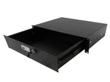 19" 3U Steel Plate DJ Drawer Equipment Cabinet with Keys Black 56432307