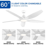 ZNTS Modern 60 In Intergrated LED Ceiling Fan Lighting with White ABS Blade W136755954