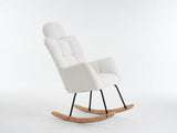 055-Teddy Fabric Upholstered Nursery Rocking Glider Chair Modern Accent Armchair Padded Seat with W527P228306