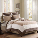 7 Piece Quilt Set with Euro Shams and Throw Pillows Beige King/Cal King B03597431