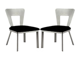 Set of 2 Microfiber and Metal Side Chairs in Silver and Black B016P156810