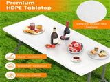 5FT Foldable Picnic Table, HDPE Top 400LBS Capacity Camping Table with Handle, White 10852127