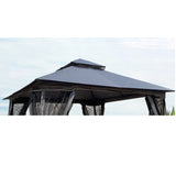 ZNTS 10x10 Ft Patio Double Roof Gazebo Replacement Canopy Top Fabric, Gray W419101851