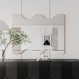 Wall Mirror 30x35 Inch Golden Rectangular Mirror with 2 Wavy Sides Metal Framed Mirror Vanity Mirror W1435133321