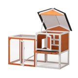 ZNTS 2-Story Wooden Rabbit Hutch Bunny Cage, Chicken Coop, Pet House for Small Animals, Orange + White W2181P151907