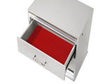 Glam Modern 2-Drawer Nightstand with Crystal Accents, LED Lighting and White Lacquer Finish G150108644