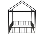 Twin Size Metal Bed House Bed Frame with Fence, for Kids, Teens, Girls, Boys, Black MF304315AAB