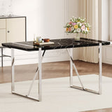A rustic industrial rectangular MDF black dining table for 4-6 people, with a 1.5 "thick MDF desktop W1151P172403