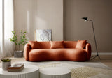 Mid Century Modern Curved Sofa, Boucle Fabric Couch for Bedroom, Office, Apartment, Orange W876102841