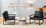 A set of 1 Classic Black PU Leather and Metal Frame Sofa -Ergonomically designed, a perfect blend of W3226P279067