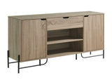 Buffet with Metal Legs with Two Door One Drawer Six Shelves - Brown & Black B107P147852