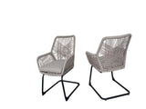 light Grey PE Rattan Outdoor Armchair Spring Support, Set of 2 All-Weather Patio Furniture W3990P436957