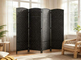 4 Panel Room Divider 70.9 Inch Tall Privacy Screen Portable Weave Partition Wall for Bedroom Coffee 97235100