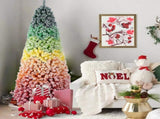 6ft Rainbow Gradient Flocked PVC Christmas Tree 1326 Tips, Colorful Full-Bodied Artificial Pine 11037711