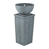 ZNTS 35.5" Polyresin Gray Zen Bowl Water Fountain, Outdoor Bird Feeder /Bath Fountains, Relaxing Water W2078125235